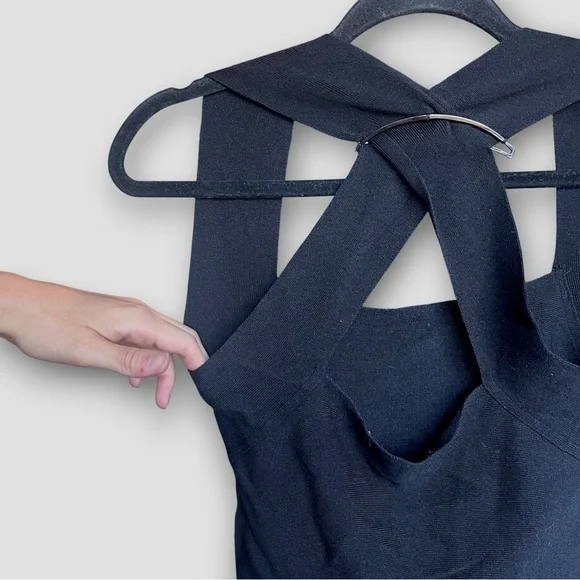 Black Ribbed Open-Back Top | Thick Knit | Size S - Picture 4 of 5